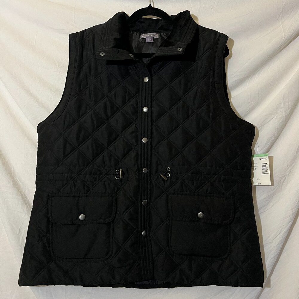 NWT - Black Quilted Women's Vest, Size XL